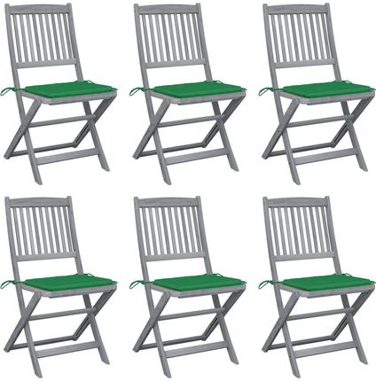 Składane Krzesła Ogrodowe 6 Szt. Poduszki Drewno Akacjowe