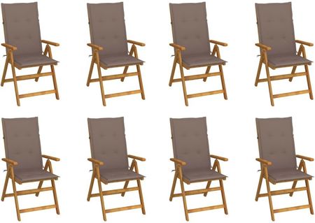 Składane Krzesła Ogrodowe Z Poduszkami 8 Szt. Drewno Akacjowe