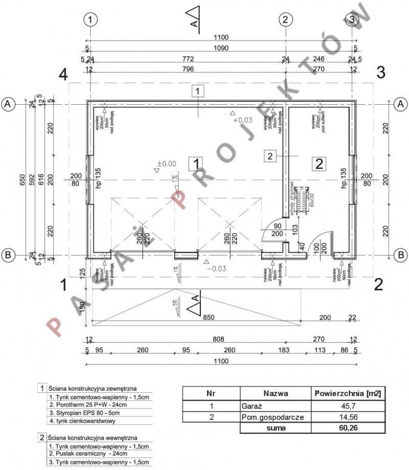 PROJEKT GARAŻU DWUSTANOWISKOWEGO G211A