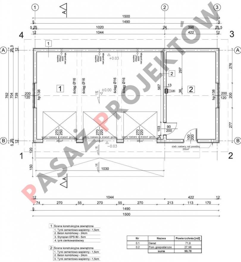 PROJEKT GARAŻU TRZYSTANOWISKOWEGO G325