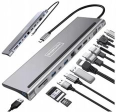 STACJA DOKUJĄCA HUB USB-C 12w1 RJ45 2x HDMI 4K M1