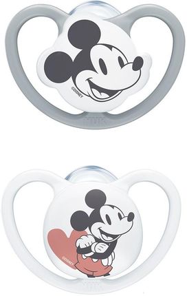 NUK Space Disney Myszka Miki silikonowy 18-36M szary+biały 2 szt.
