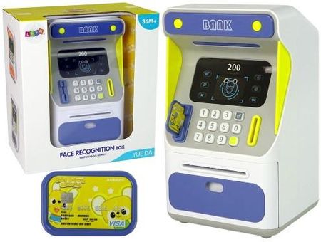 Lean Toys Bankomat Skarbonka Czujnik Rozpoznawania Twarzy Pin Oszczędzanie Niebieski