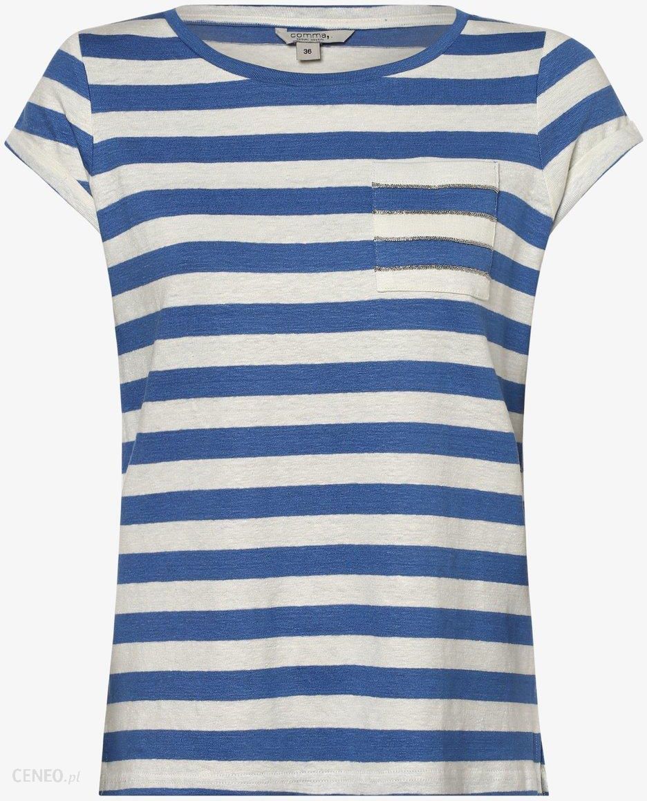 Comma casual identity - Damski T-shirt z mieszanki lnu, niebieski - Ceny i  opinie