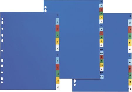 Przekładki plastikowe Elba indeksujące 1 - 12 kolorowe