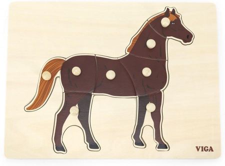 Viga Toys VIGA Drewniane Puzzle Montessori Koń z Pinezkami (44607)