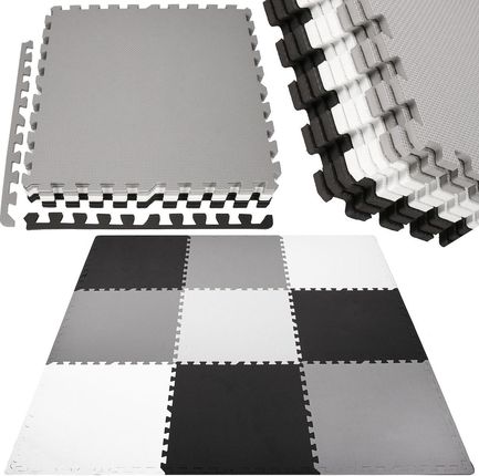 Springos Mata piankowa kwadraty 179x179cm szare czarne białe puzzle pianka EVA (FM0026)