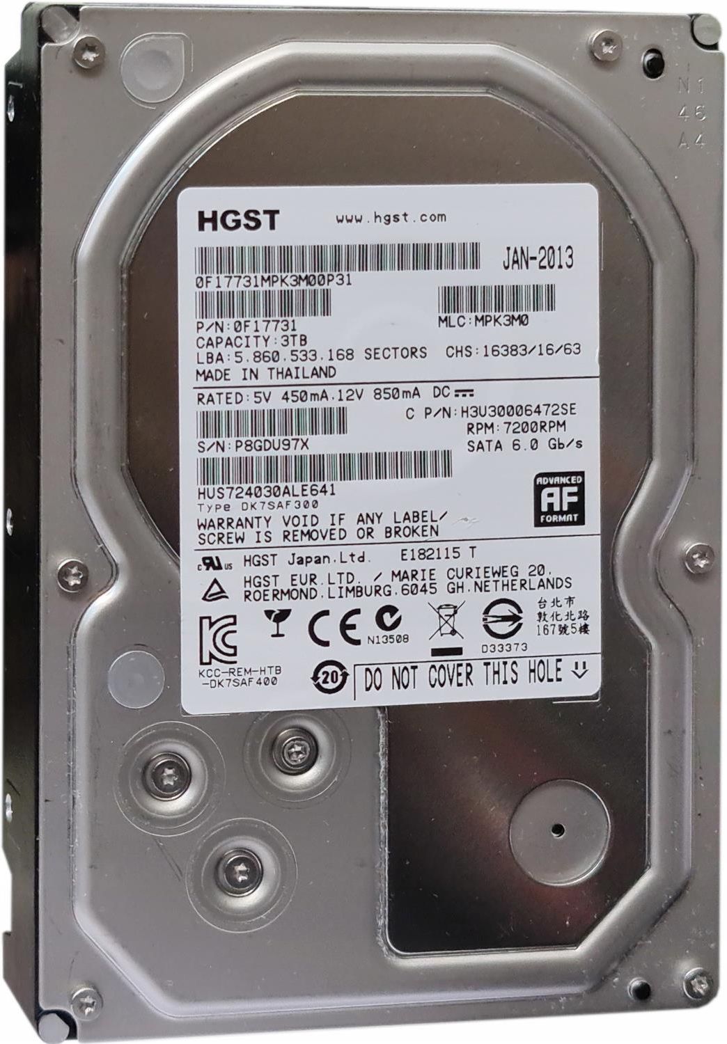 Dysk serwerowy Hgst Nowy 3Tb 3,5 7,2K Sata (Hus724030Ale641