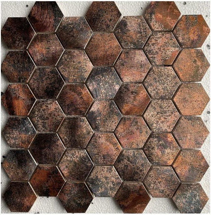 Płytki Dell' Arte Dell Hex Cyprus Metal 30X30,5 Mozaika Alumnium ...