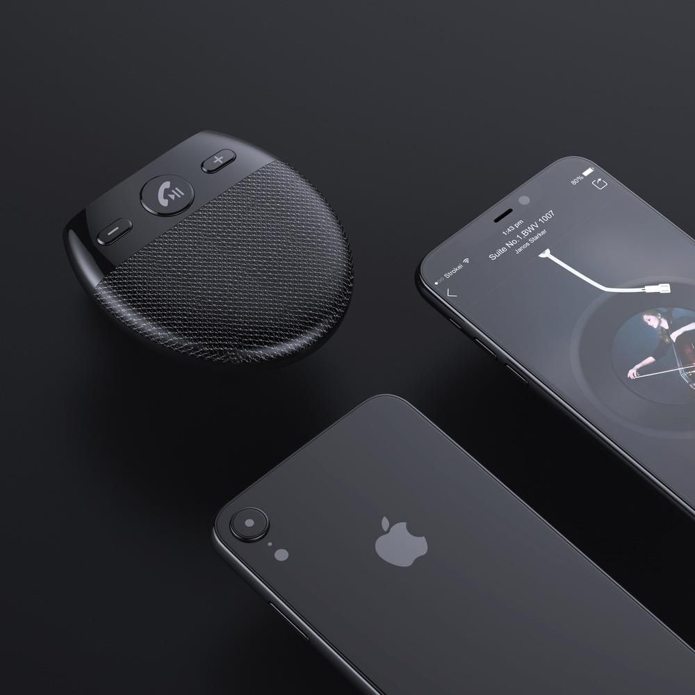 Wozinsky zestaw głośnomówiący Bluetooth 5.0 do samochodu na osłonę przeciwsłoneczną czarny - zdjęcie 2 Wozinsky zestaw głośnomówiący Bluetooth 5.0 do samochodu na osłonę przeciwsłoneczną czarny