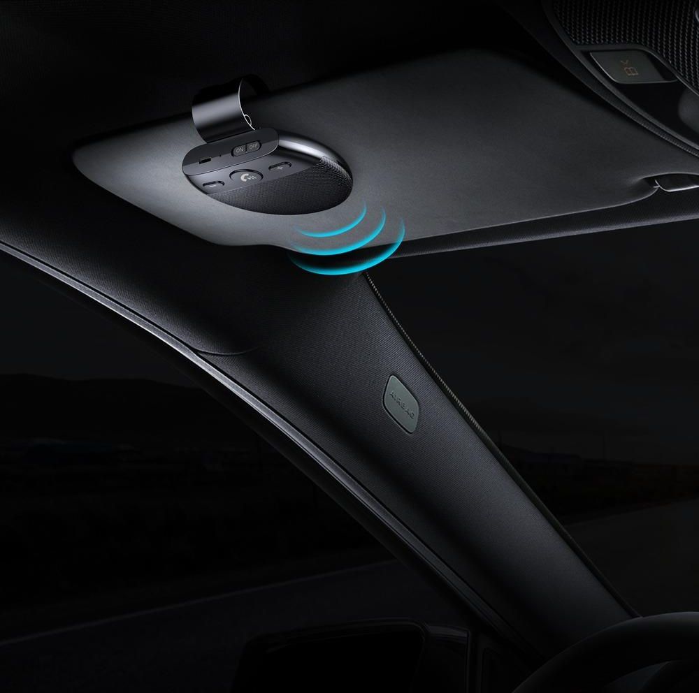 Wozinsky zestaw głośnomówiący Bluetooth 5.0 do samochodu na osłonę przeciwsłoneczną czarny 