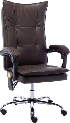 Krzesło Biurowe vidaXL Z Masażem Brązowe Obite Sztuczną Skórą