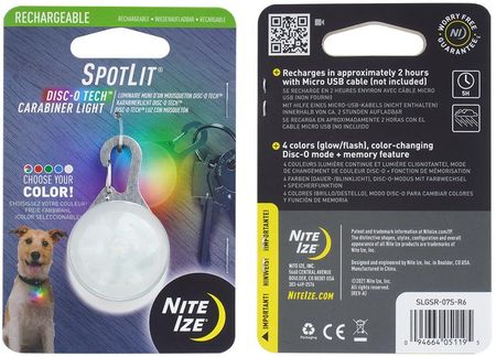 Nite Ize Akumulatorowa Led Spotlit Rechargeable Carabiner Light Disc O Tech Slgsr 07S R6 Biały
