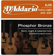 Zdjęcie struny do gitary akustycznej D'ADDARIO - Extra Light EJ15 /010-047/ [INS-690] - Dynów