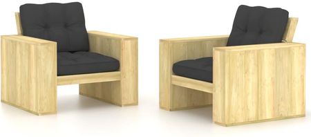 Vidaxl Krzesła Ogrodowe Z Antracytowymi Poduszkami 2 Szt. Drewniane