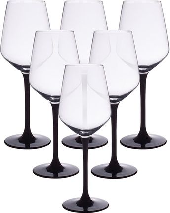 Altom Design Komplet 6 Kieliszków Wino Białe Czarna Nóżka 290ml