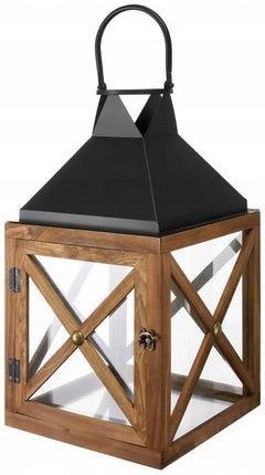 Lampion Latarenka Loft Czarna Drewno 50cm xxl