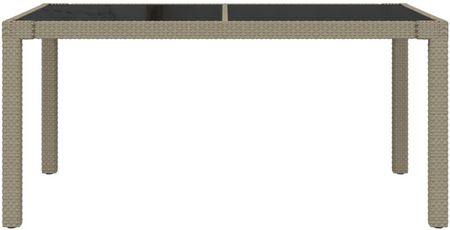 Stół Ogrodowy 150X90X75cm Szkło I Rattan Pe Beżowy - zdjęcie 4