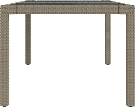 Stół Ogrodowy 150X90X75cm Szkło I Rattan Pe Beżowy - zdjęcie 3