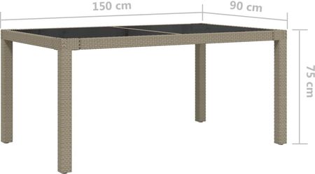Stół Ogrodowy 150X90X75cm Szkło I Rattan Pe Beżowy - zdjęcie 2
