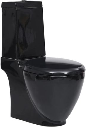 vidaXL Ceramiczna toaleta ze spłuczką, okrągła, odpływ pionowy, czarna 3059889