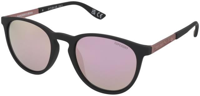 Superdry Vintage Suika Sonnenbrille – Schwarz / Crystal, Rundform, UVF 400, Kategorie 3