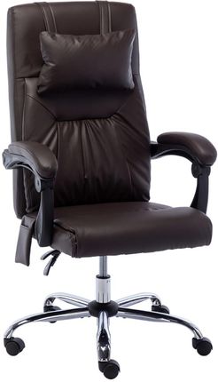 Krzesło biurowe z funkcją masażu, brązowe, sztuczna skóra
