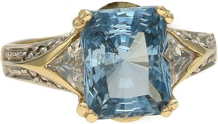 Diament Złoty pierścionek zaręczynowy z niebieską cyrkonią DIAPRS5032585