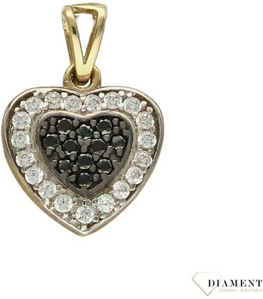 Diament Zawieszka złota serce z cyrkonią biało czarną DIAZAW5242585