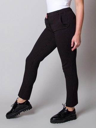 Czarne klasyczne spodnie garniturowe w prążek