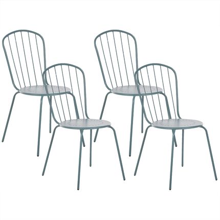 Beliani Zestaw krzeseł ogrodowych jasnoniebieski metalowy odporny na rdzę 4 szt Calvi