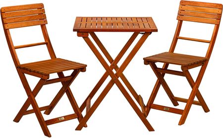 Zestaw Ogrodowy Drewniany Stół Bistro + 2 Krzesła