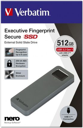 Verbatim Fingerprint Secure Ssd Usb 3.2 Gen 1 Usb-C 512Gb (53656)