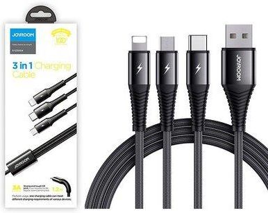 Joyroom Kabel USB - Lightning/Micro USB/USB Typ-C S-1230G4 3w1 1.2m Czarny