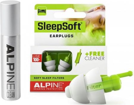 Alpine Zestaw Zatyczki Do Uszu Sleepsoft + Płyn do czyszczenia Clean 25ml (DD2214508)