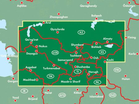 Azja Środkowa. Kazachstan Pd. Kirgistan. Tadżykistan. Turkmenistan. Uzbekistan. Mapa 1:1 500 000