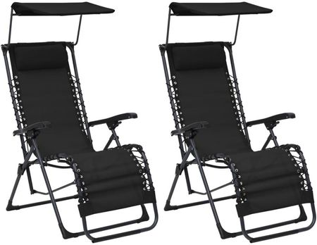 Lumarko Składane Krzesła Tarasowe 2Szt. Tworzywo Textilene Czarne
