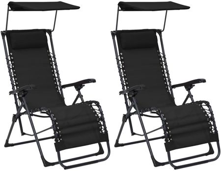 Vidaxl Składane Krzesła Tarasowe 2Szt. Tworzywo Textilene Czarne