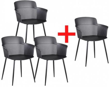 B2B Partner Plastikowe Krzesło Barowe Molly Czarny 3+1