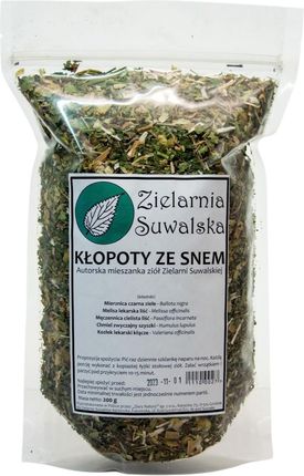 Zielarnia Suwalska Zioła Kłopoty ze snem, Mierznica czarna ziele, Melisa lekarska liść, Męczennica 200g