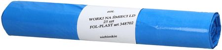 Worki śmieci 60l niebieskie LDPE Fol-Plast (25)