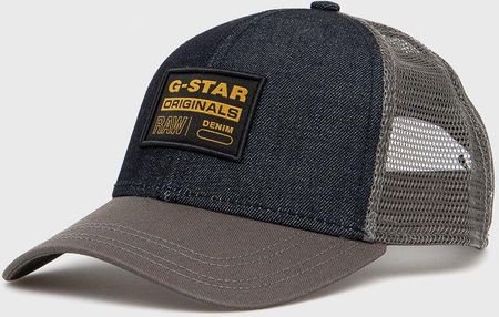 G-Star Raw czapka bawełniana kolor granatowy z aplikacją