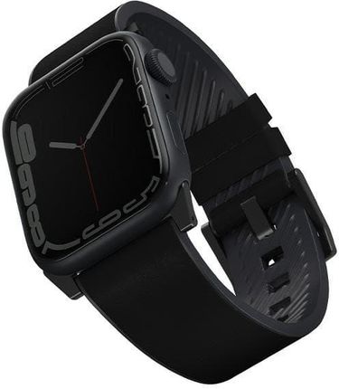 Uniq Pasek Straden Apple Watch Series 4 5 6 7 Se 42 44 45Mm. Leather Hybrid Strap Czarny Black
