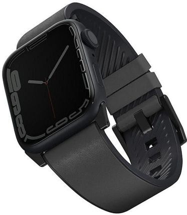 Uniq Pasek Straden Apple Watch Series 4 5 6 7 Se 42 44 45Mm. Leather Hybrid Strap Grey Szary