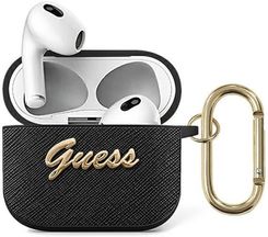 Guess Gua3Sasmk Airpods 3 Cover Czarny Saffiano Script Metal Collection