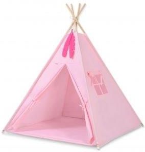 Bobono Mini Namiot Tipi Teepee+Mata + Zawieszki Pióra Różowy