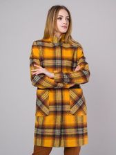 Zdjęcie Musztardowy płaszcz damski w kratę - Bojanowo