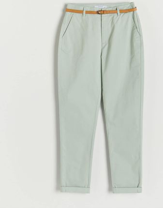 Reserved - Spodnie chino z paskiem - Zielony