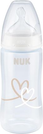 NUK First Choice+ ze wskaźnikiem temperatury smoczek silikonowy 300ml 6-18M białe serca