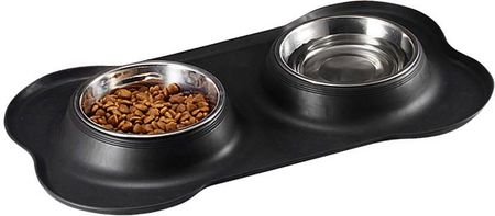 Mersjo Miska podwójna metalowa dla psa kota guma 2x400 ml